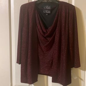 Alex evenings two piece TwinSet in black and red.